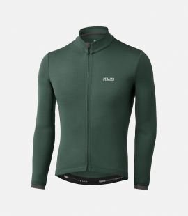 Cycling Jersey Green Merino for Men - Front - Essential | PEdALED
