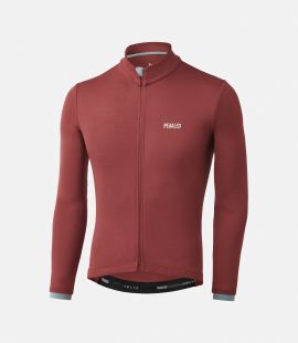 Cycling Jersey Red Merino for Men - Front - Essential | PEdALED
