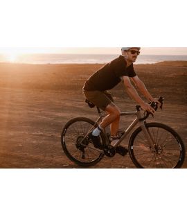 men cycling tee shirt black logo pedaled action