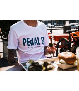 men cycling tee shirt white logo pedaled detail