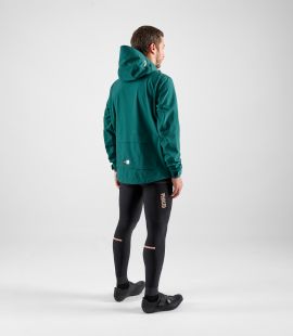 men cycling jacket waterproof hooded odyssey green total body back | PEdALED
