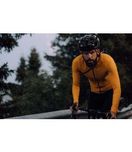 men long sleeve jersey road dark cheddar mirai in action pedaled