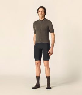 men merino cycling jersey brown essential total body front pedaled