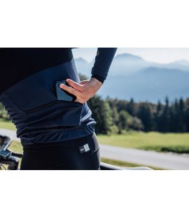 men merino cycling jersey long sleeve navy essential pedaled detail back