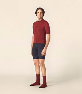 men merino cycling jersey red essential total body front pedaled