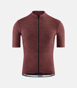 Cycling Merino Jersey Short Sleeve Red for Men - Front - Kaido | PEdALED