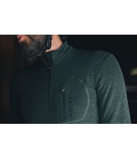 merino longsleeve jersey forest green kaido in action pedaled
