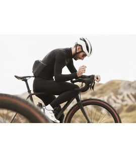 thermo cycling jersey long sleeve black mirai side in action pedaled 