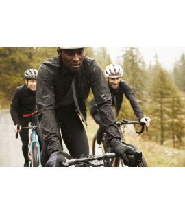 all weather men cycling jacket black in action mirai pedaled water-resistant