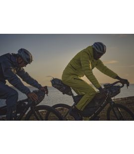 waterproof bikepacking cycling pants lime odyssey in action pedaled