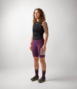 women cycling bib short purple odyssey total body front | PEdALED

