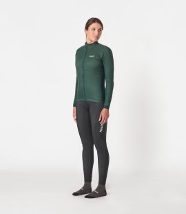 women cycling jacket alpha green essential total body front | PEdALED
