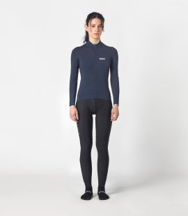 women cycling jersey long sleeve blue essential total body front | PEdALED
