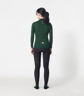 women cycling jersey long sleeve green essential total body back | PEdALED
