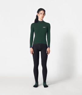 women cycling jersey long sleeve green essential total body front | PEdALED

