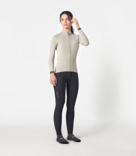 women cycling jersey long sleeve off white essential total body front | PEdALED
