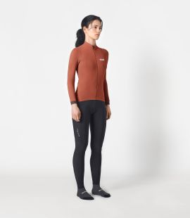 women cycling jersey long sleeve red essential total body front | PEdALED
