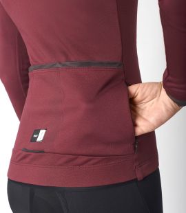 women cycling jersey merino long sleeve bordeaux essential back pocket pedaled