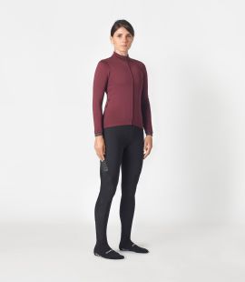 women cycling jersey merino long sleeve bordeaux essential total body front pedaled
