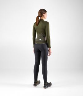 women cycling jersey long sleeve merino green element total body back | PEdALED
