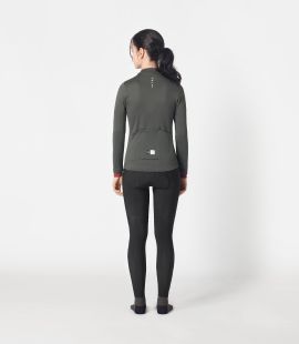 women cycling jersey long sleeve merino grey essential total body back | PEdALED
