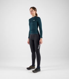 women cycling jersey long sleeve merino navy element total body front | PEdALED
