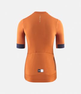 women cycling jersey orange essential back pedaled