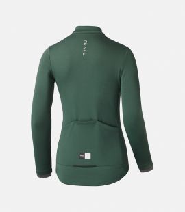 Cycling Jersey Green Merino For Women - Back - Essential | PEdALED
