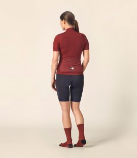 women merino cycling jersey red essential total body back pedaled
