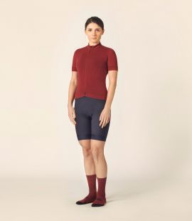 women merino cycling jersey red essential total body front pedaled