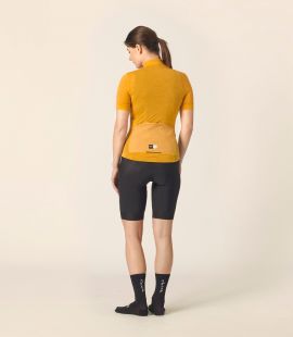 women merino cycling jersey yellow essential total body back pedaled
