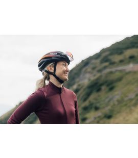 women merino cycling long sleeve jersey burgundy essential pedaled