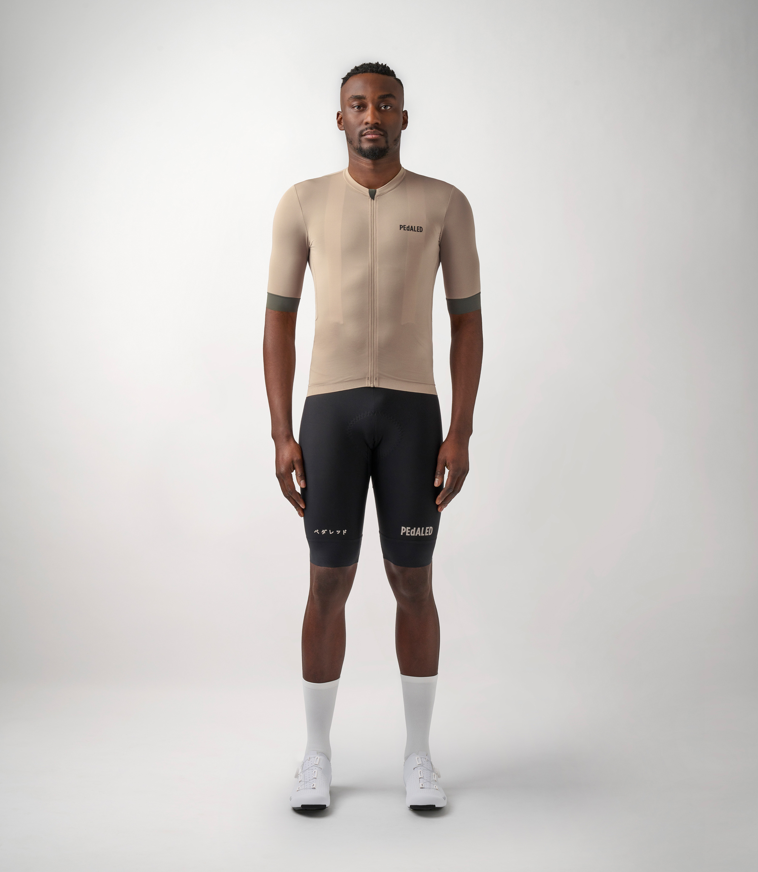 Short Sleeve Road Cycling Jersey Beige for Men | PEdALED