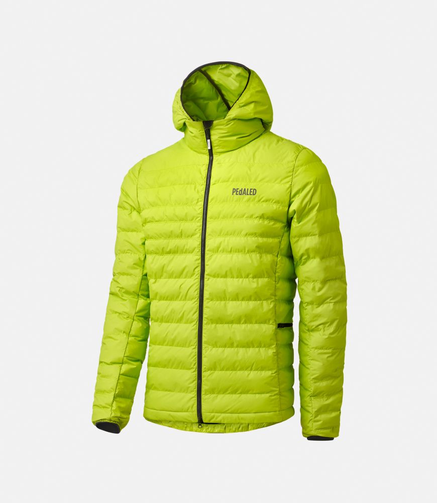 insulated cycling jacket lime odyssey front pedaled
