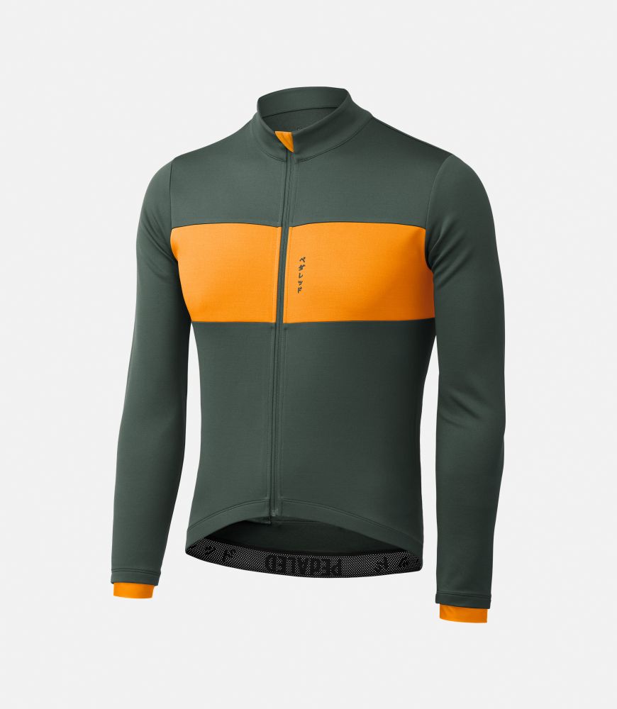 men merino long sleeve jersey forest green essential front pedaled