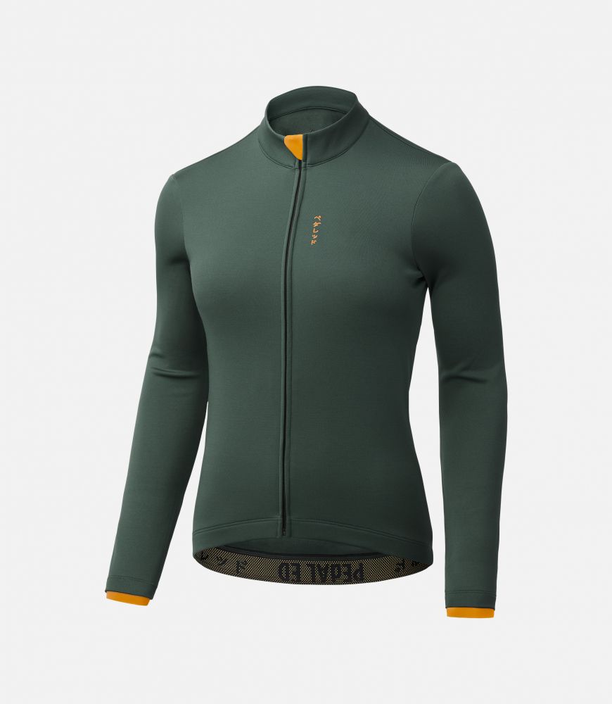 women merino long sleeve jersey forest green essential front pedaled