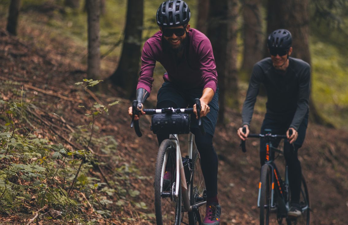 all road merino long sleeve jersey burgundy jary in action pedaled