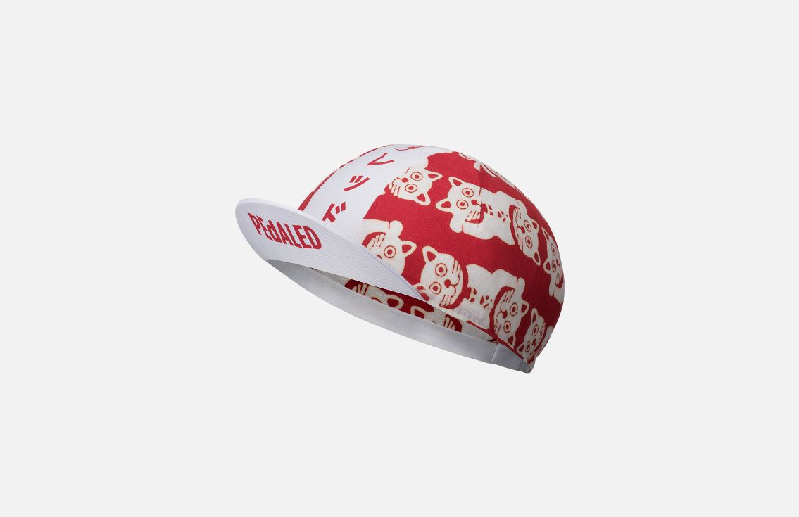 japanese bandana cycling cap red cat front still pedaled
