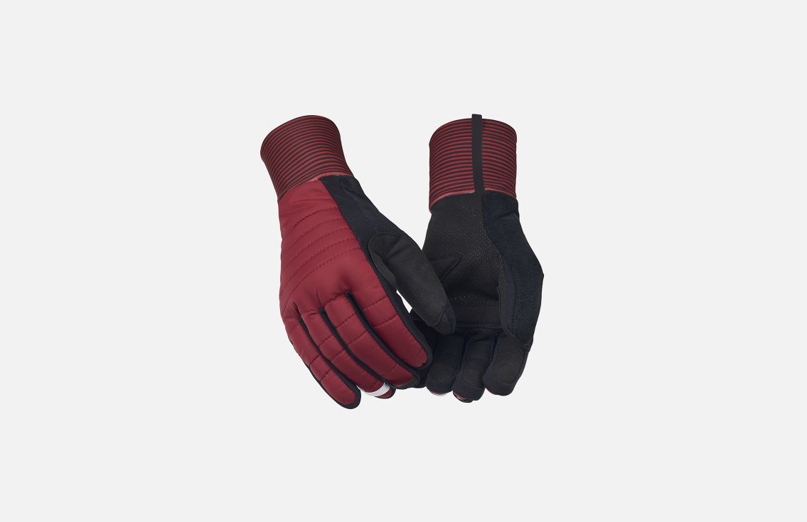men thermo cycling winter gloves bordeaux yuki pedaled detail front