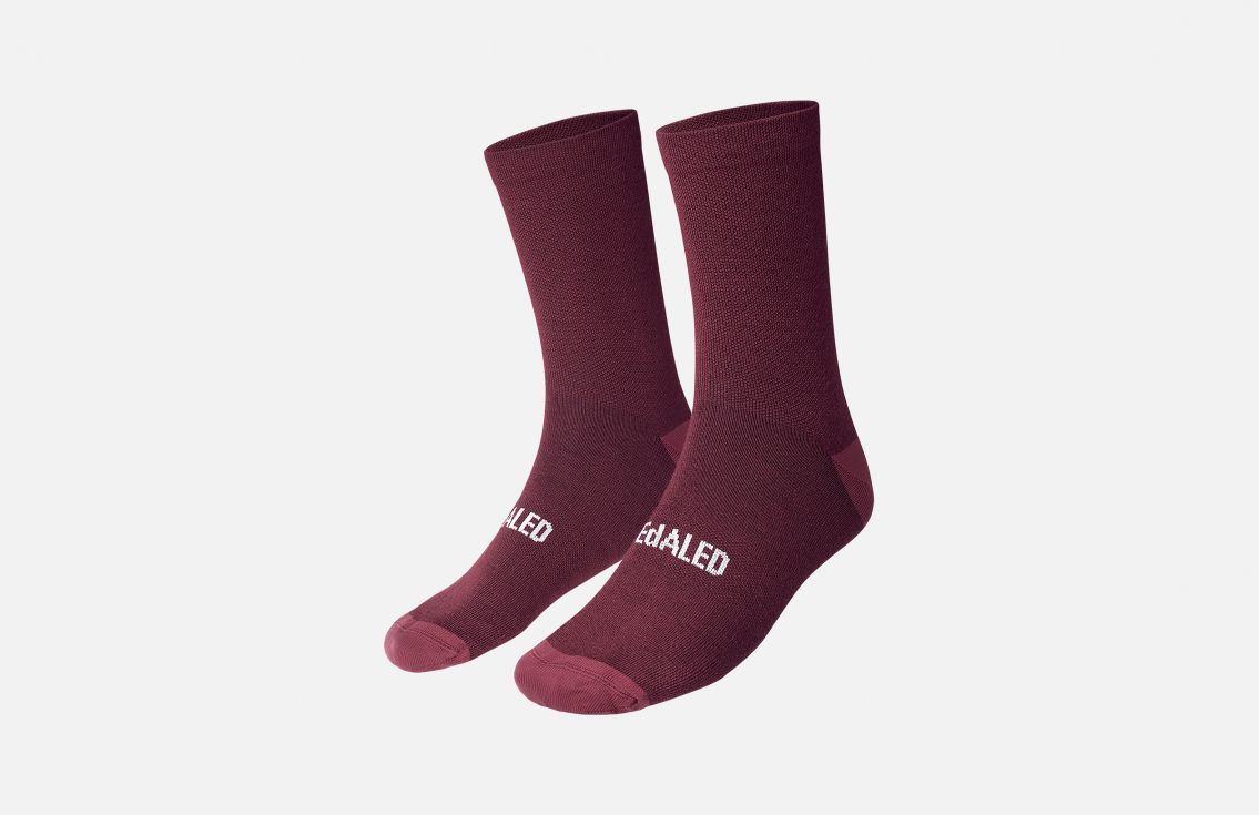 merino socks burgundy essential still life pedaled