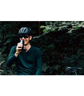 all road merino longsleeve jersey forest green jary in action pedaled