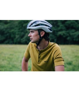 men all road merino cyling jersey mustard jary pedaled detail front