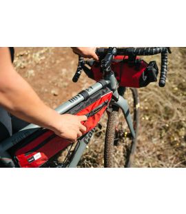 men internode cycling half frame bag coral red odyssey pedaled detail zip
