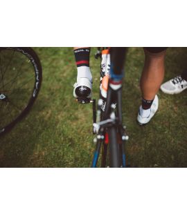 men pro cycling socks big stripe blue iro pedaled detail back