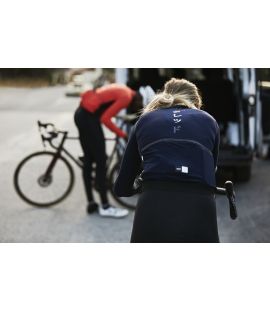 woman cycling jersey thermo long sleeve blue pedaled mirai detail back