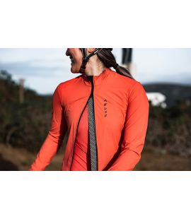 women windproof cycling jacket front zip brick red mirai pedaled